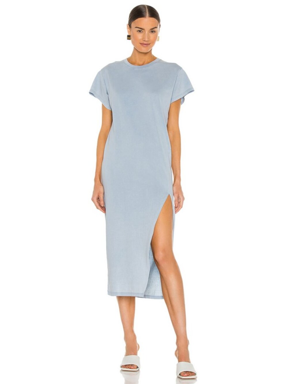 IRO Sz. M Light Blue 100% Cotton Elisha Midi Dress